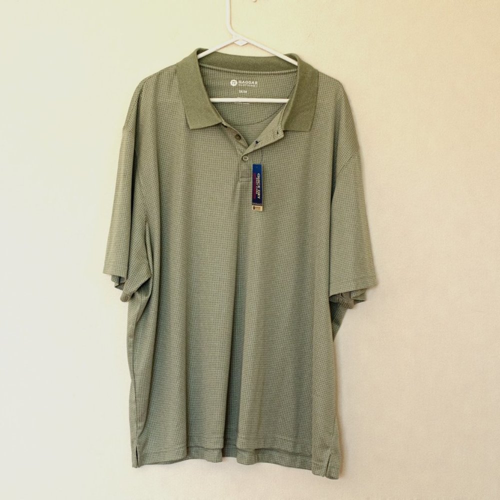 Haggar performance +UPF protection olive green Polo shirt